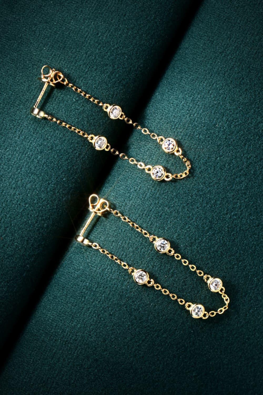 1 Carat Moissanite 925 Sterling Silver Chain Earrings - VAleG