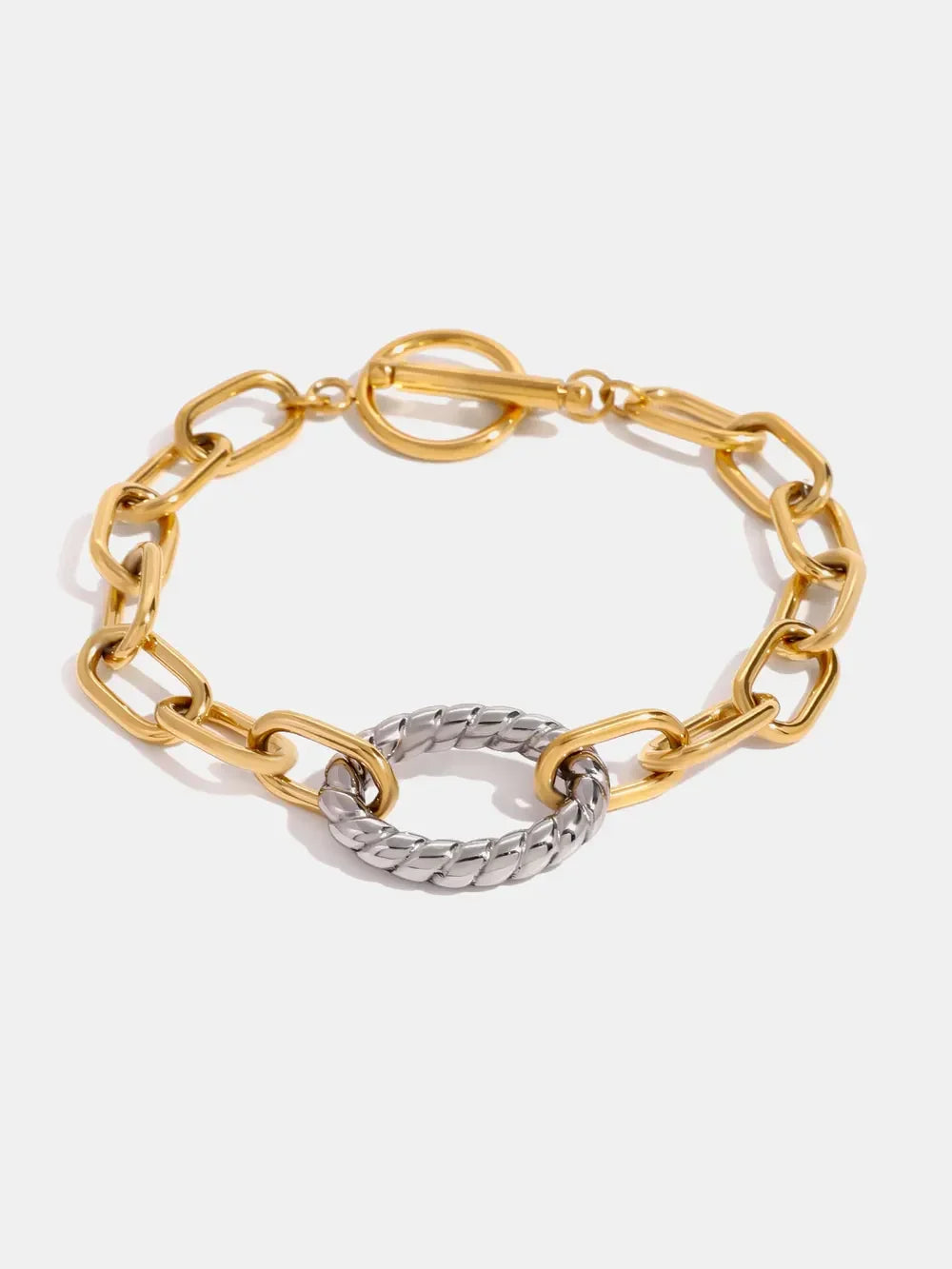 Two-Tone Stainless Steel Chain Bracelet - VAleG