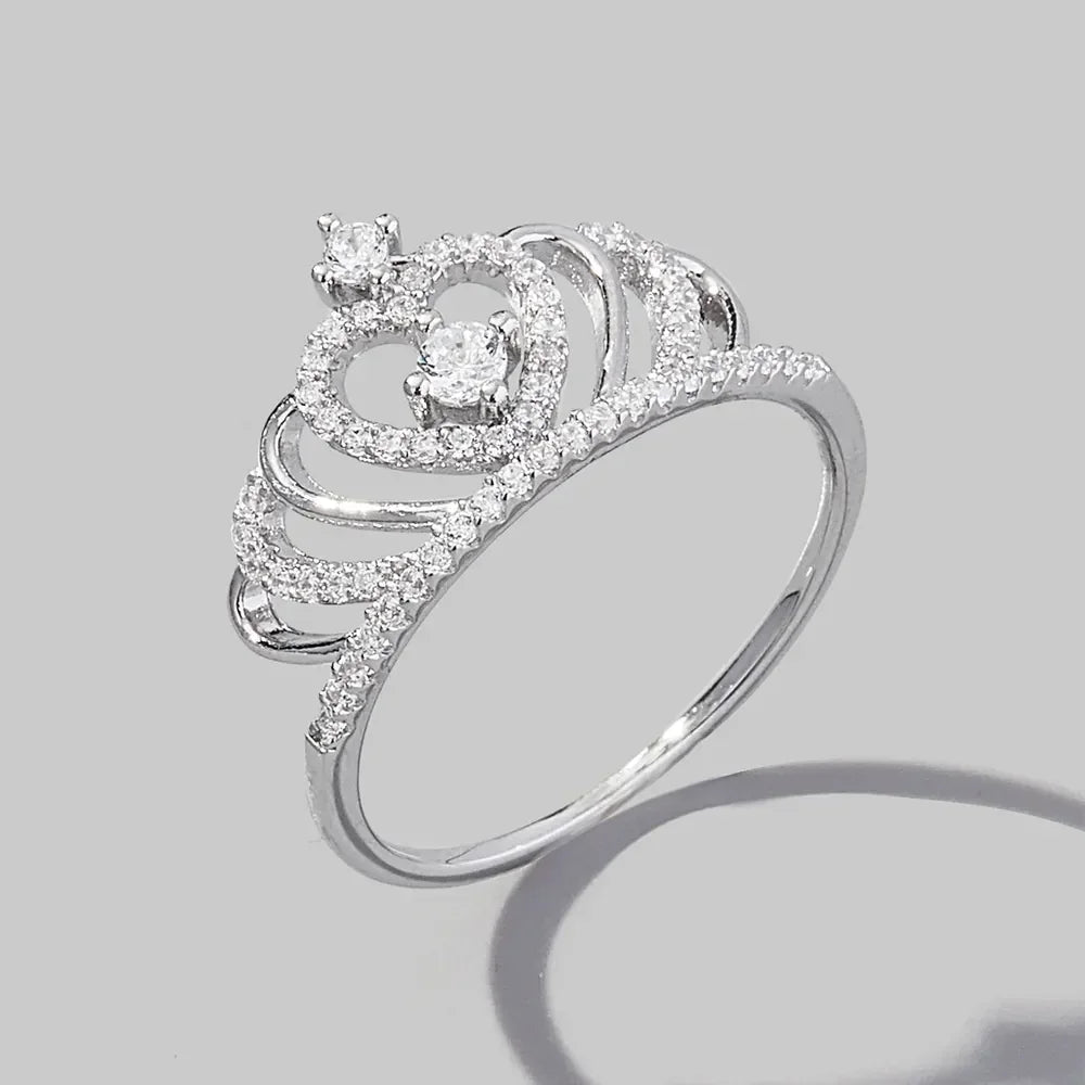 Crown Shape Zircon 925 Sterling Silver Ring - VAleG