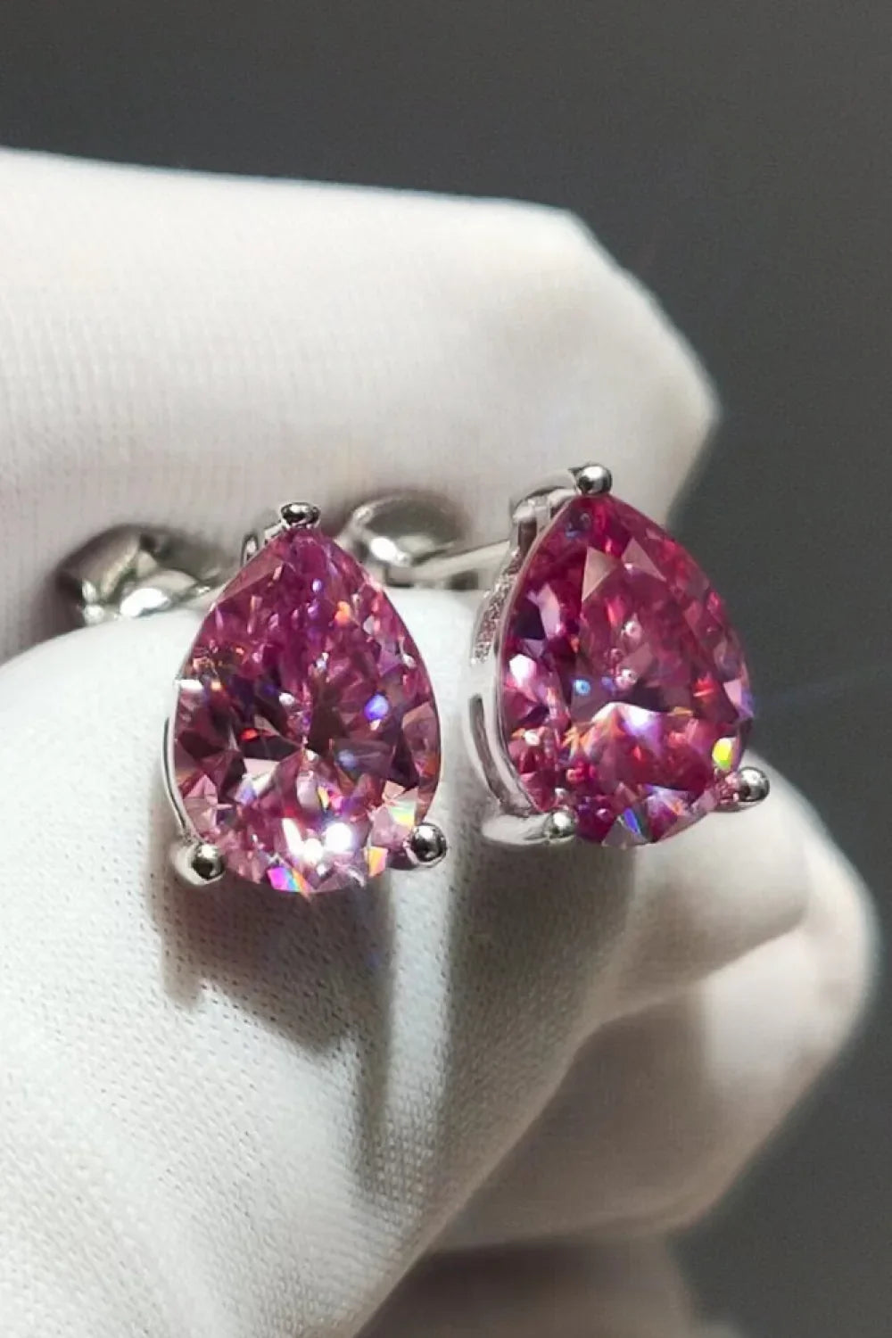 2 Carat Teardrop Moissanite Platinum-Plated Stud Earrings - VAleG