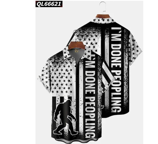 Creative 3D Digital Printing Stylish Loose Short Sleeve Shirt - VAleG