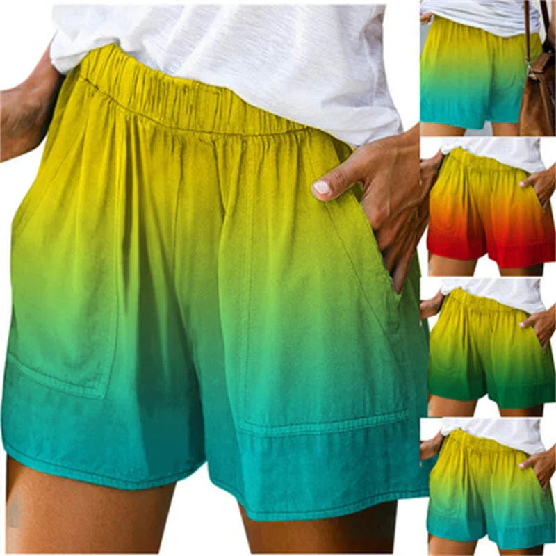 Women's Fashion Gradient Color Pocket Wide Leg Shorts - VAleG