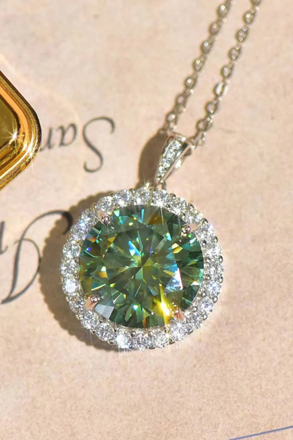 10 Carat Moissanite Pendant Platinum-Plated Necklace - VAleG