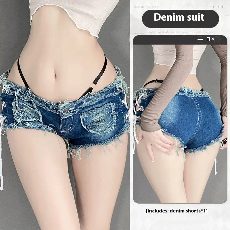 Sexy Underwear Women's Open-end Free Off Denim Shorts - VAleG