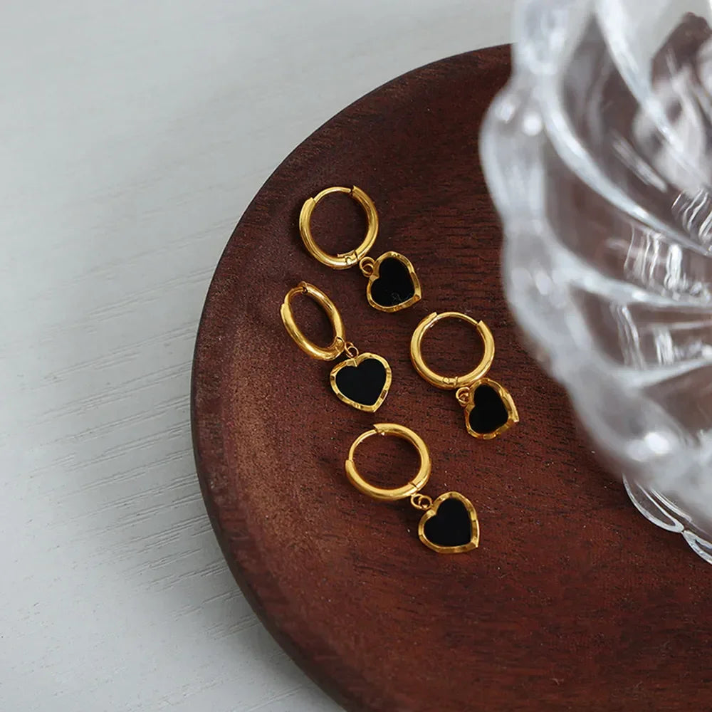 18K Gold-Plated Heart Drop Earrings - VAleG