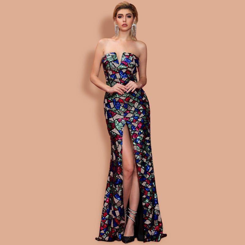 Women Sexy V Neck Off Shoulder Sequin Ma - VAleG