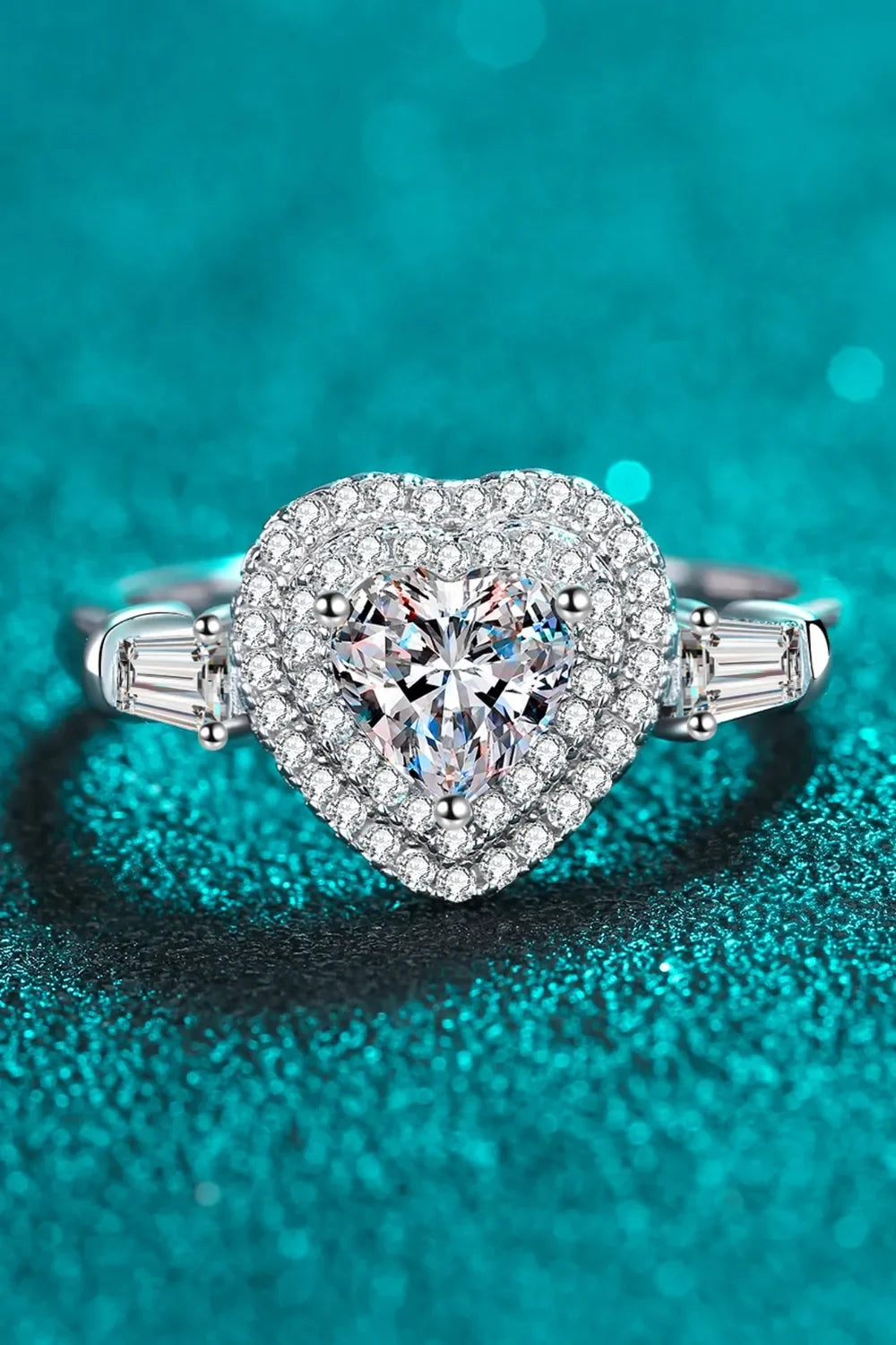 1 Carat Moissanite 925 Sterling Silver Heart Ring - VAleG