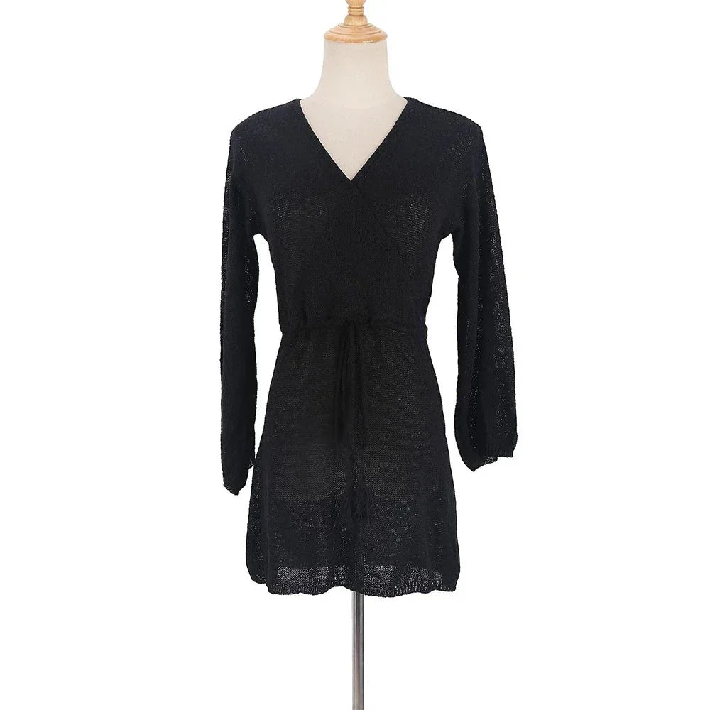 V-neck Sweater Sunscreen Beach Dress - VAleG