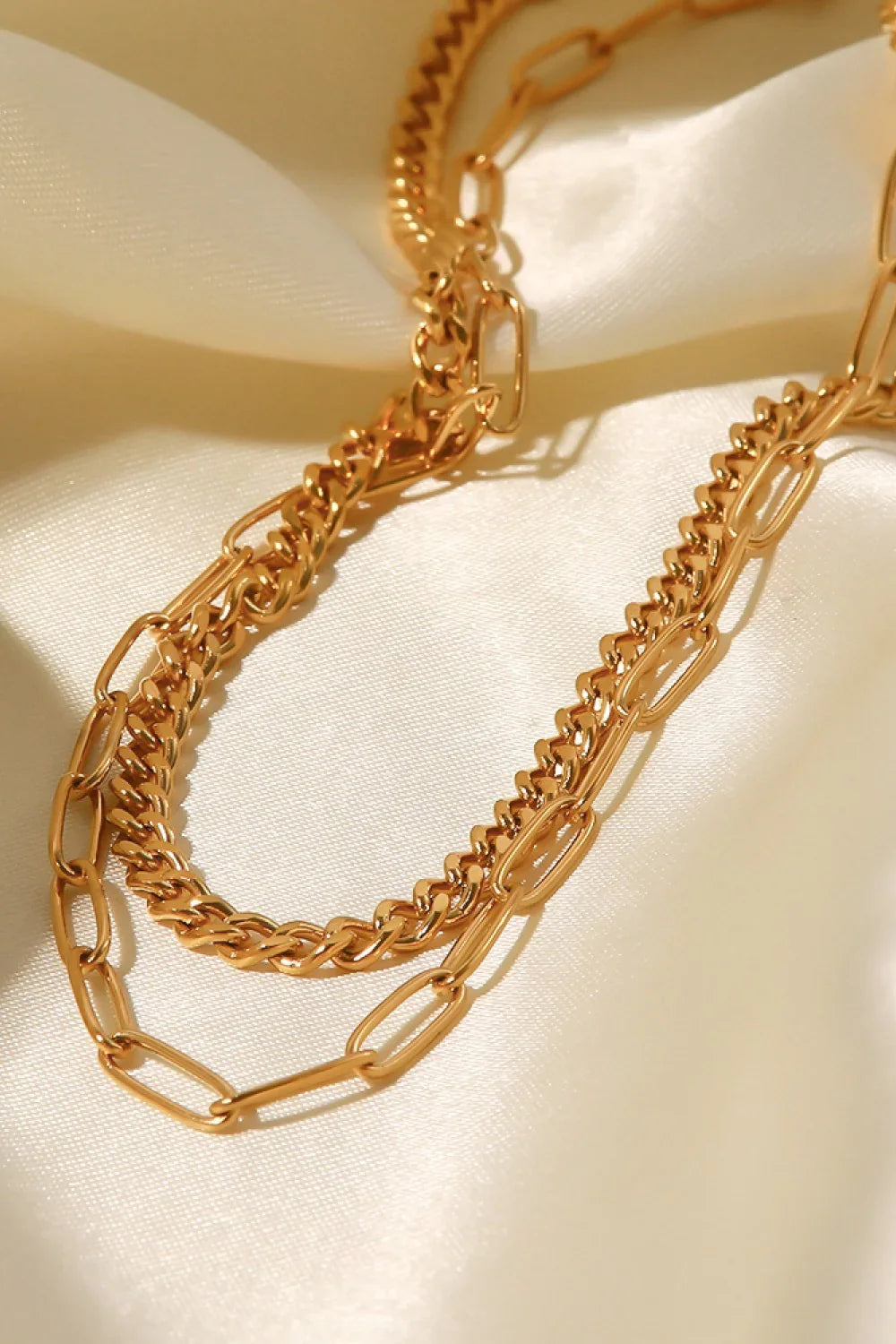 18K Gold Plated Layered Chain Necklace - VAleG