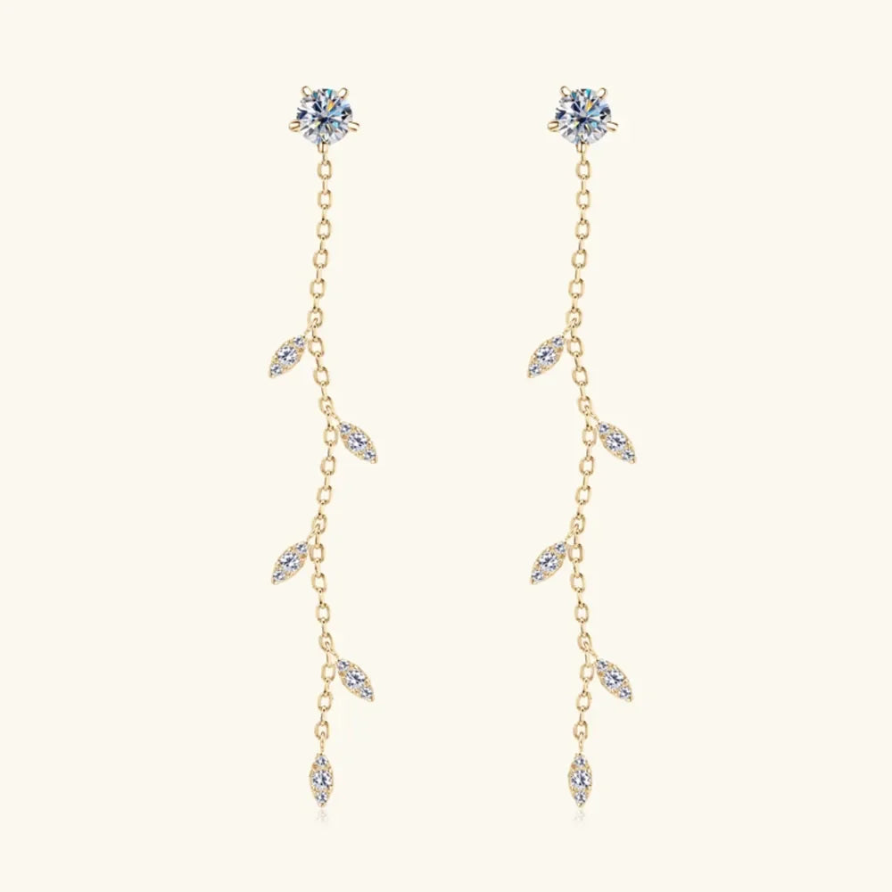 1.38 Carat Moissanite 925 Sterling Silver Leaf Earrings - VAleG