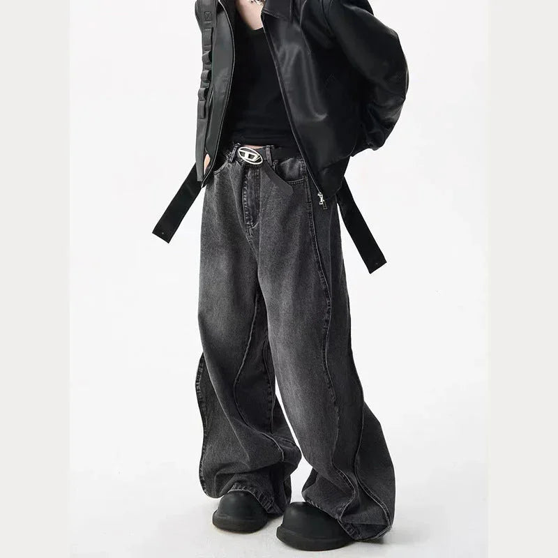 High-grade Stitching Loose Wide-leg Draping Effect Straight-leg Pants Trousers - VAleG