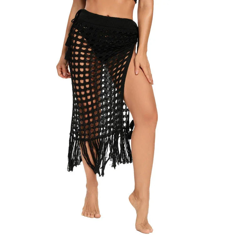 Ladies Fashion Slit Fringe Beach Skirt - VAleG