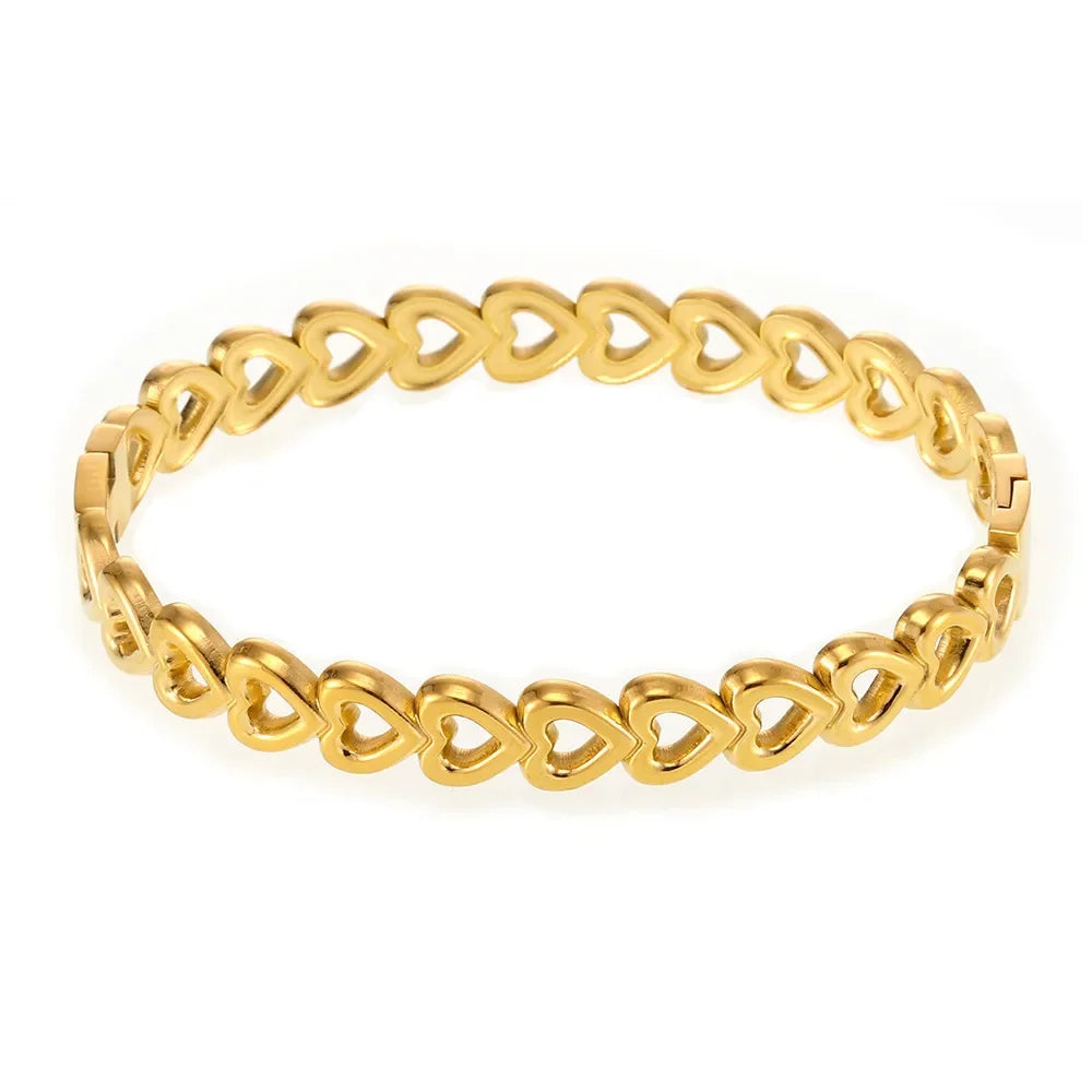 18K Gold-Plated Stainless Steel Heart Bracelet - VAleG
