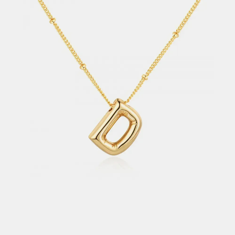 Gold-Plated Bubble Initial Necklace - VAleG