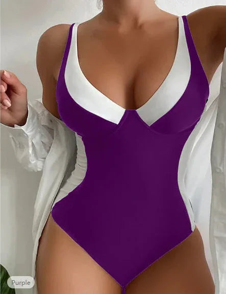 One Piece Swimsuit Sexy Belly Contracting V-neck Swimsuit Sports - VAleG