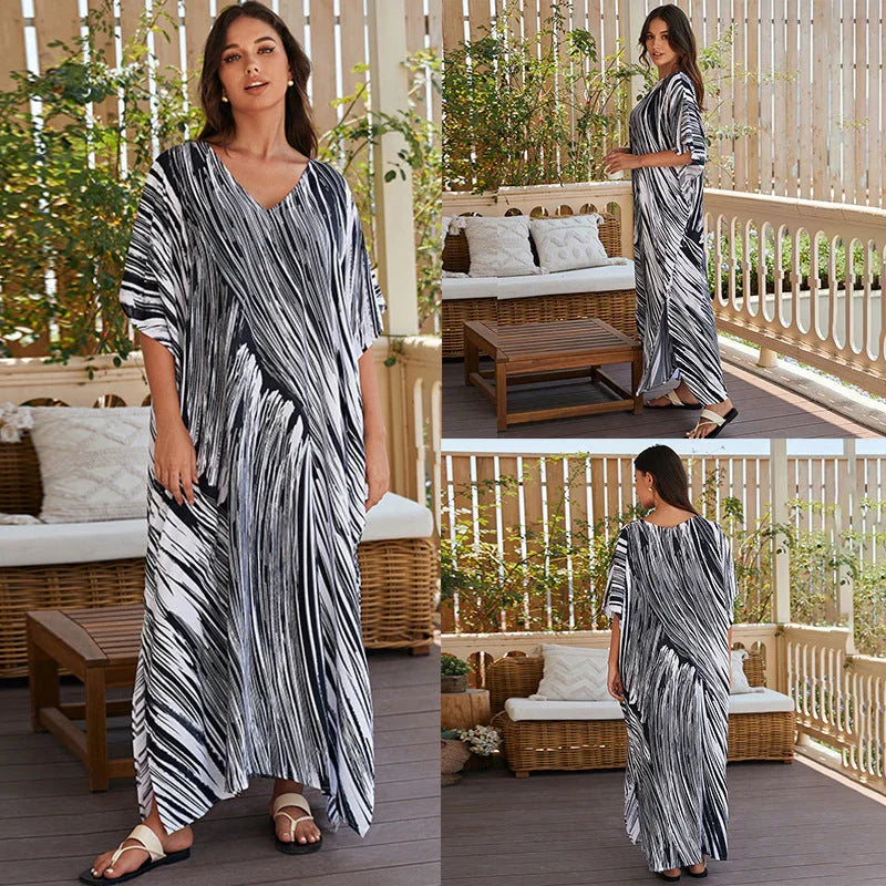 Women's Cotton Tie Dyed Beach Dress - VAleG
