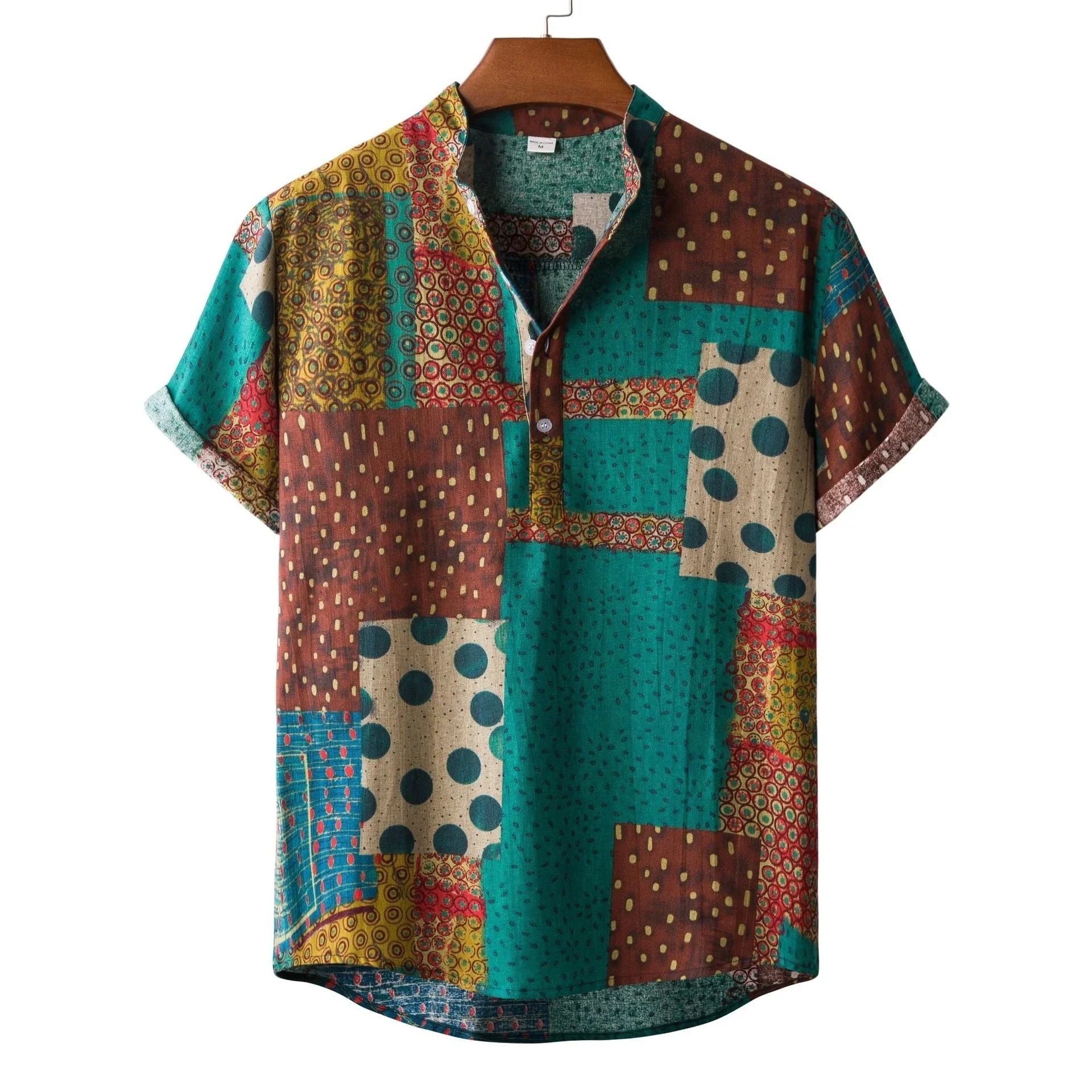 Lapel Cotton Slim-fit Printed Bamboo Shirt - VAleG