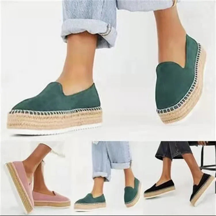 Hemp Rope Woven Women's Shoes Plus Size Platform Casual Pumps - VAleG