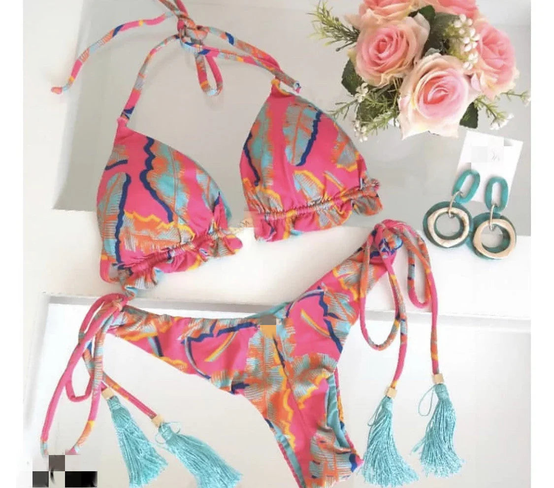 Women's Beach Split Printed Swimsuit - VAleG