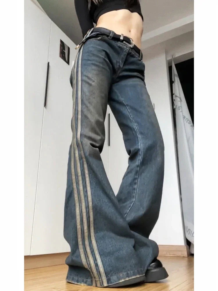 High Street Vintage Striped Jeans Woman - VAleG