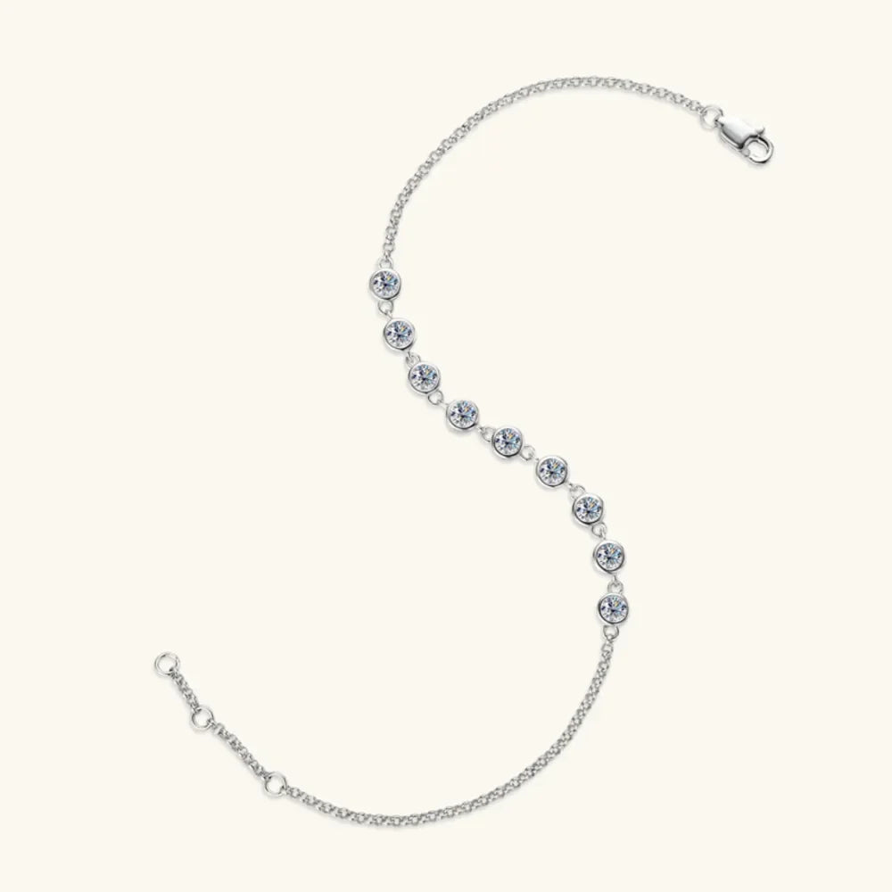 Inlaid Moissanite 925 Sterling Silver Bracelet - VAleG