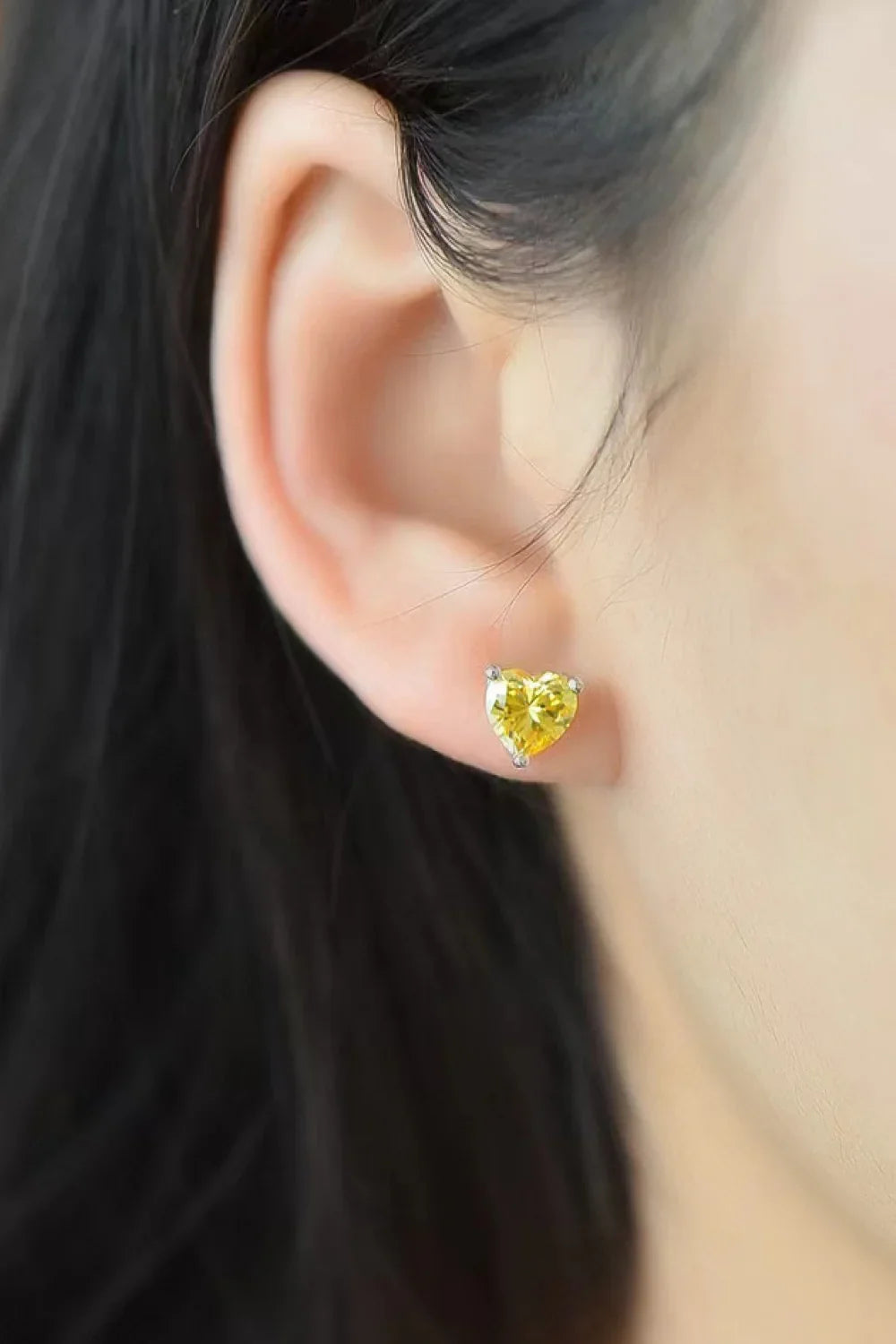 2 Carat Yellow Heart Moissanite Platinum-Plated Earrings - VAleG