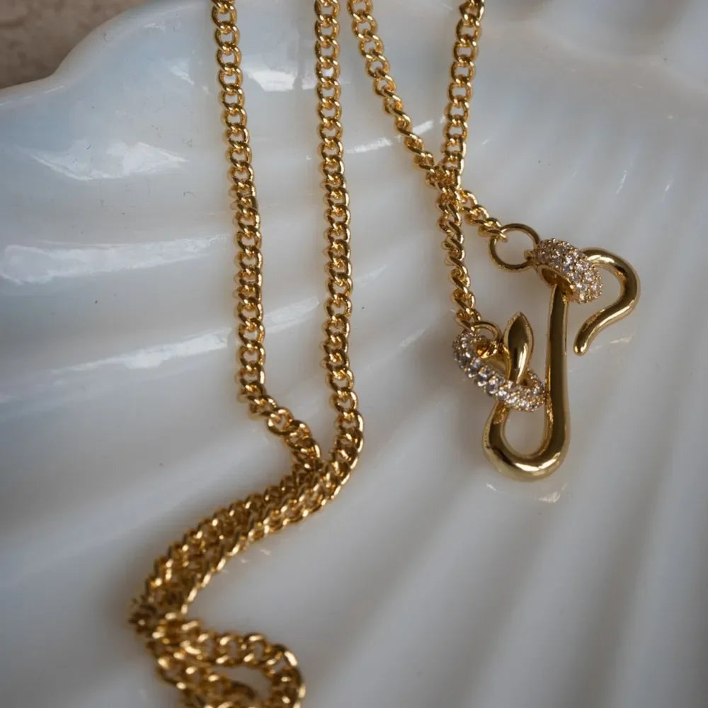 18K Gold-Plated Copper Inlaid Zircon Necklace - VAleG