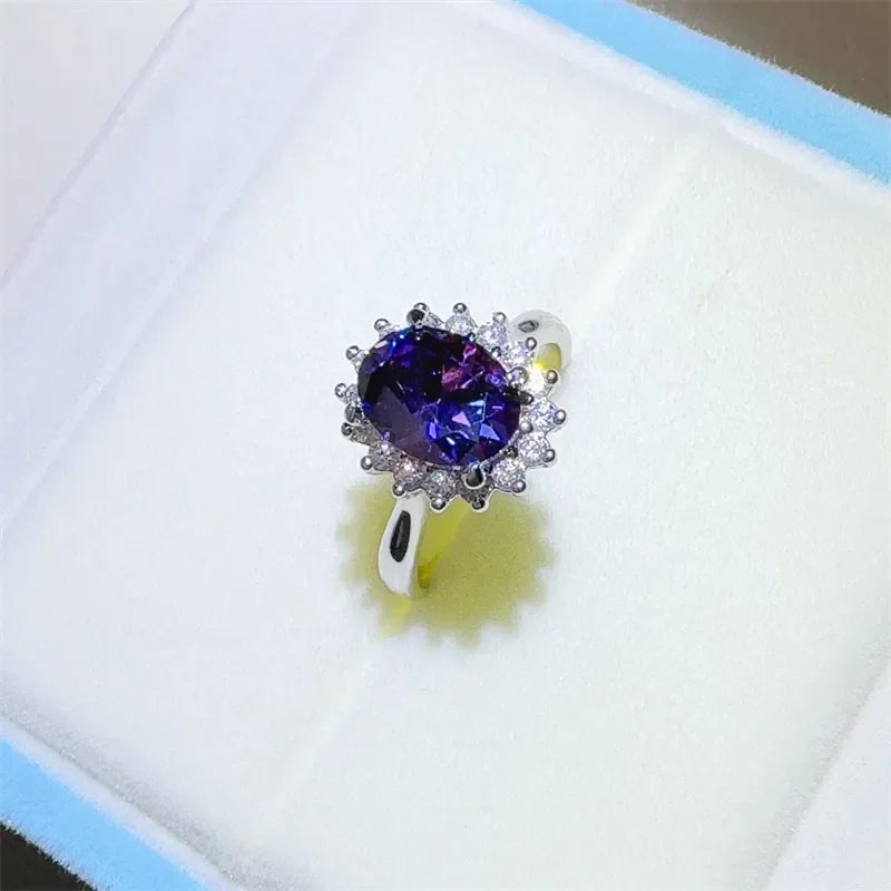 2 Carat 925 Sterling Silver Oval Moissanite Ring - VAleG