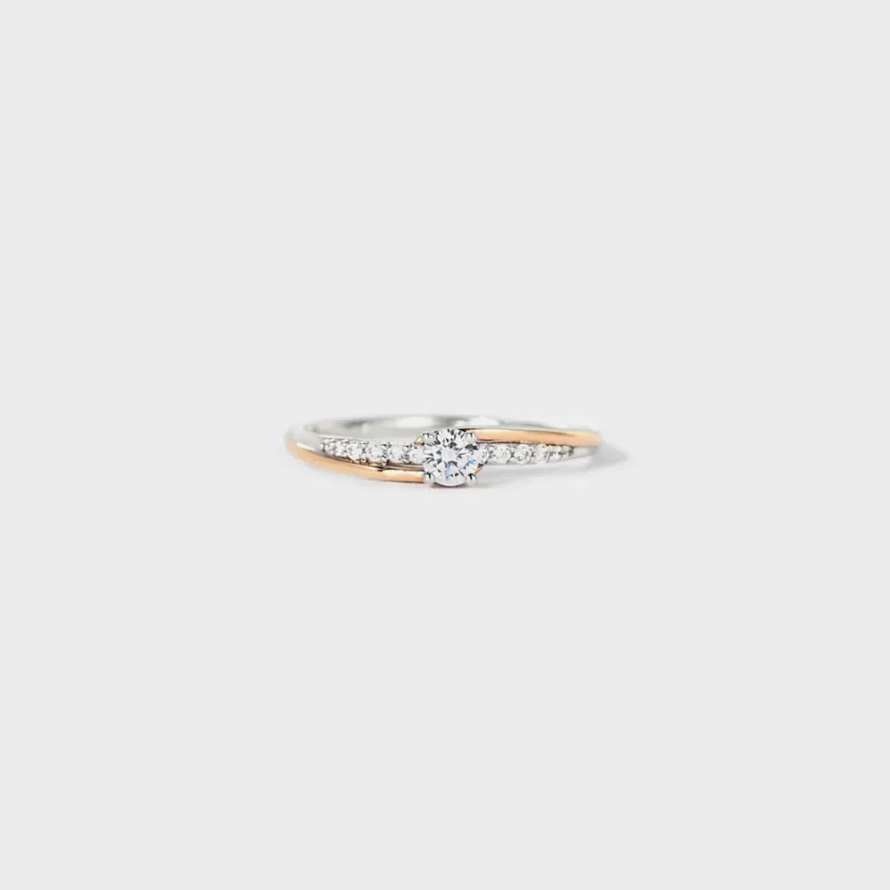 Inlaid Zircon Bicolor Rose Gold-Plated Ring - VAleG