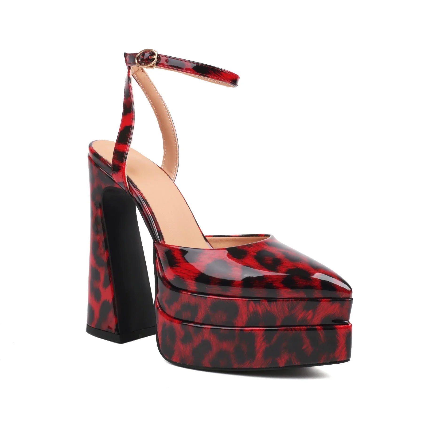 Women's High Heels Foreign Trade Leopard Color Waterproof Platform Pointed - VAleG