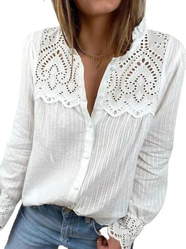 Autumn New Women's Lace Stitching Shirt Women - VAleG
