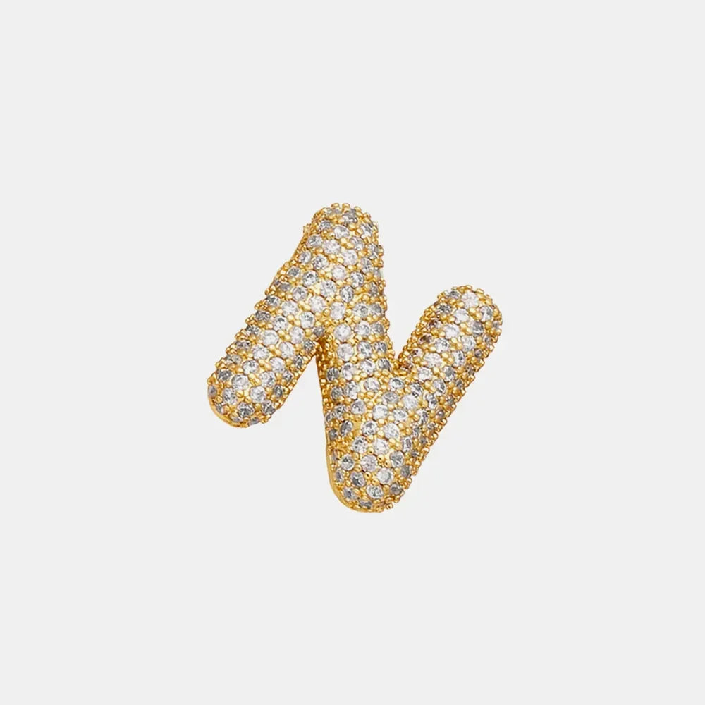 Inlaid Zircon Bubble Initial Necklace - VAleG