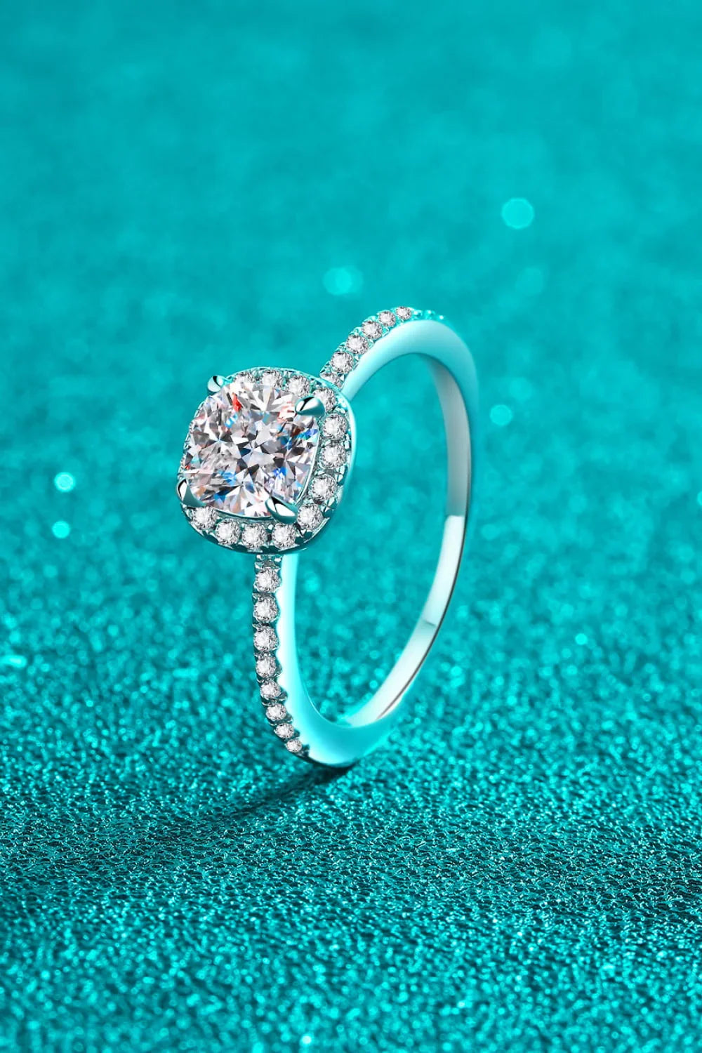 1 Carat Moissanite 925 Sterling Silver Halo Ring - VAleG