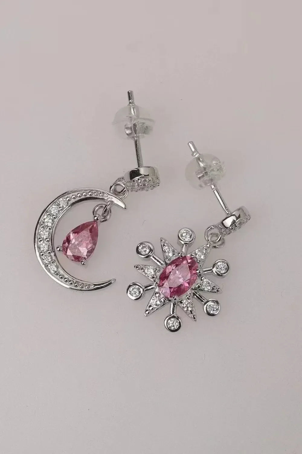 1 Carat Moissanite 925 Sterling Silver Moon & Star Earrings - VAleG