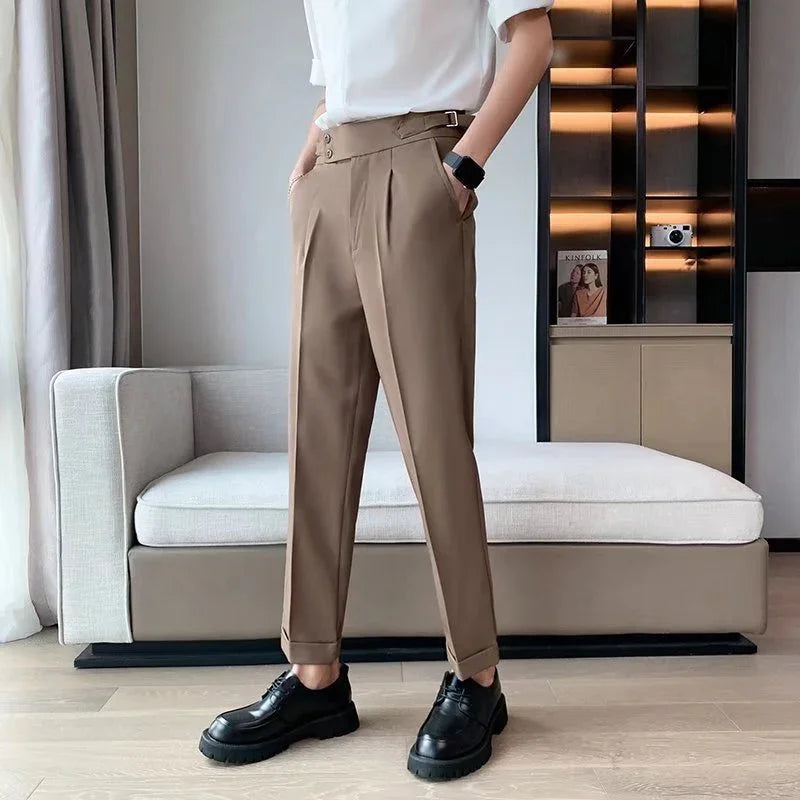 Men's High-waisted Trousers Draping Spring And Autumn High-grade Straight Pants - VAleG