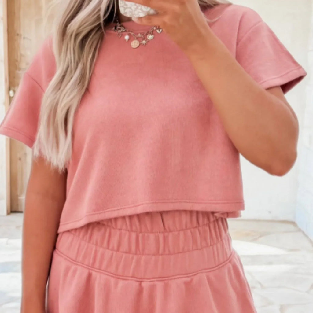 Black 2pcs Cropped Tee And Ruffle High Waist Skort Set - VAleG