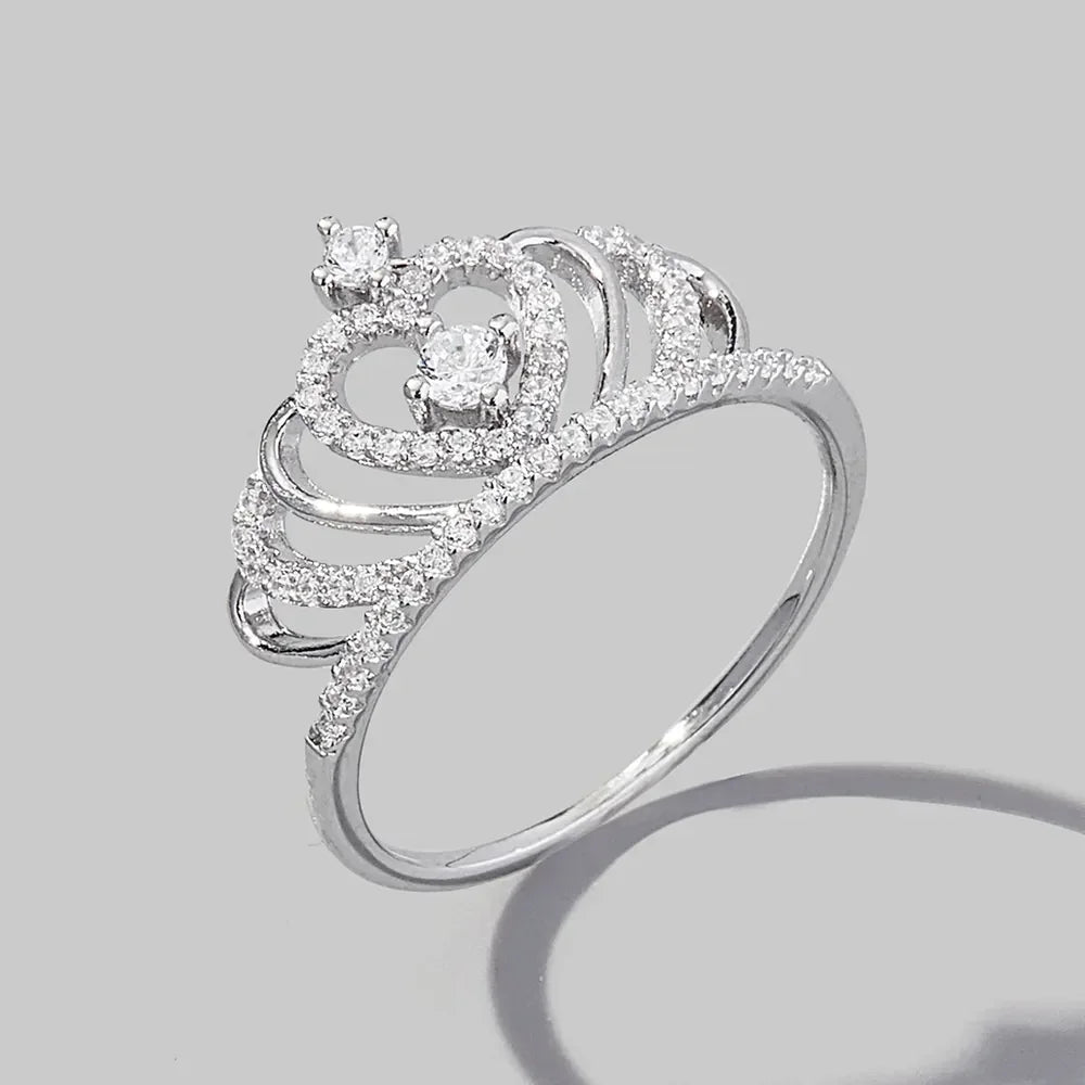 Crown Shape Zircon 925 Sterling Silver Ring - VAleG