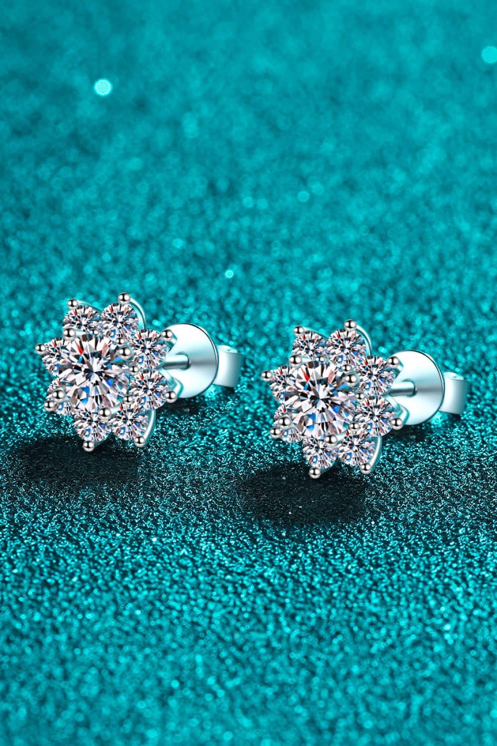 1 Carat Moissanite 925 Sterling Silver Flower Earrings - VAleG