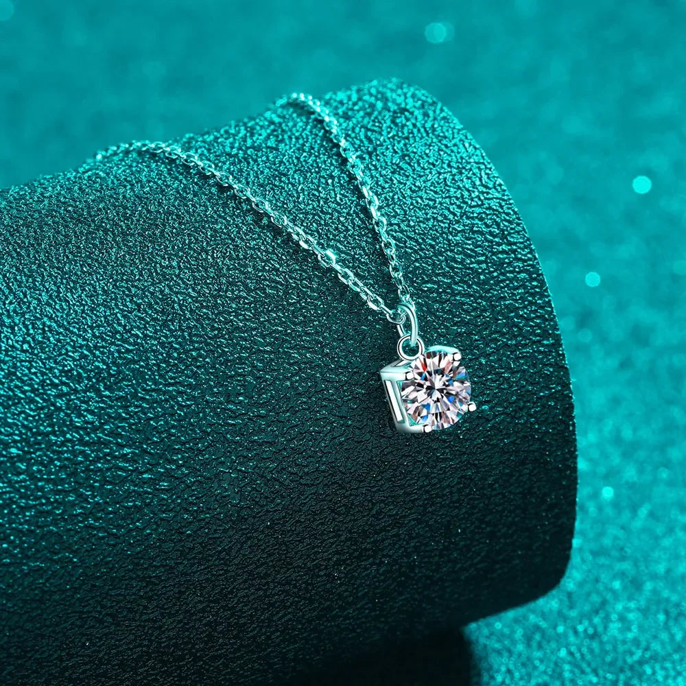 1 Carat Moissanite 925 Sterling Silver Necklace - VAleG