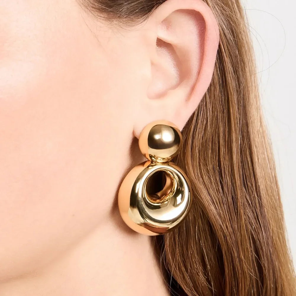 18K Gold-Plated Cutout Earrings - VAleG
