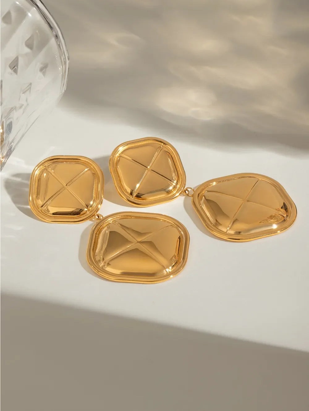 18K Gold-Plated Stainless Steel Square Earrings - VAleG