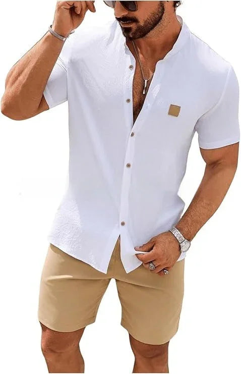 Fashion Summer Button Linen New Men's Shirt - VAleG