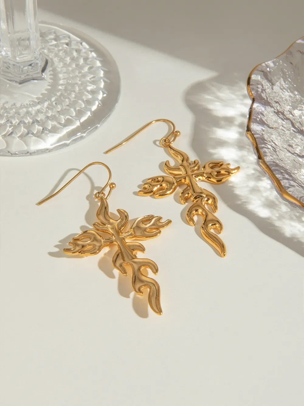 18K Gold-Plated Stainless Steel Cross Earrings - VAleG