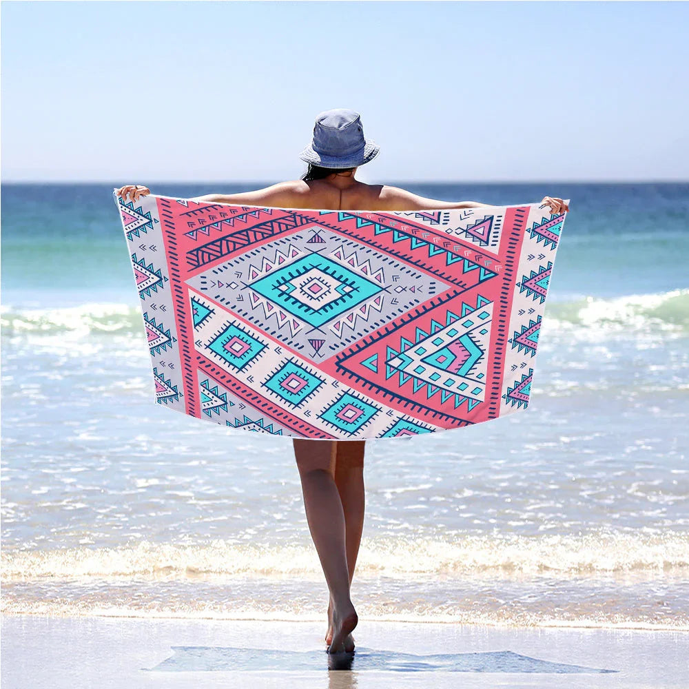 Microfiber Square Print Beach Towel - VAleG
