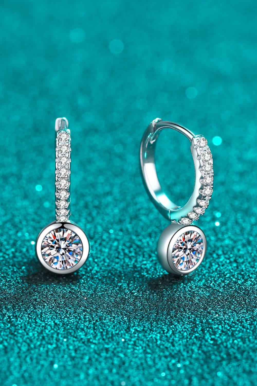 1 Carat Moissanite Rhodium-Plated Drop Earrings - VAleG