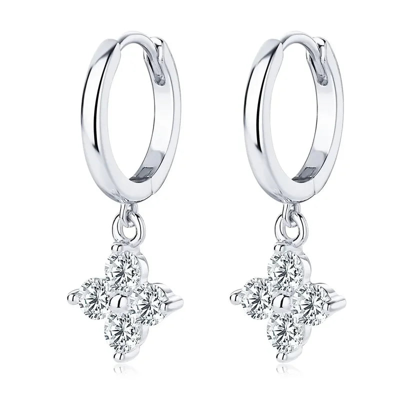 925 Sterling Silver Moissanite Hoop Drop Earrings - VAleG