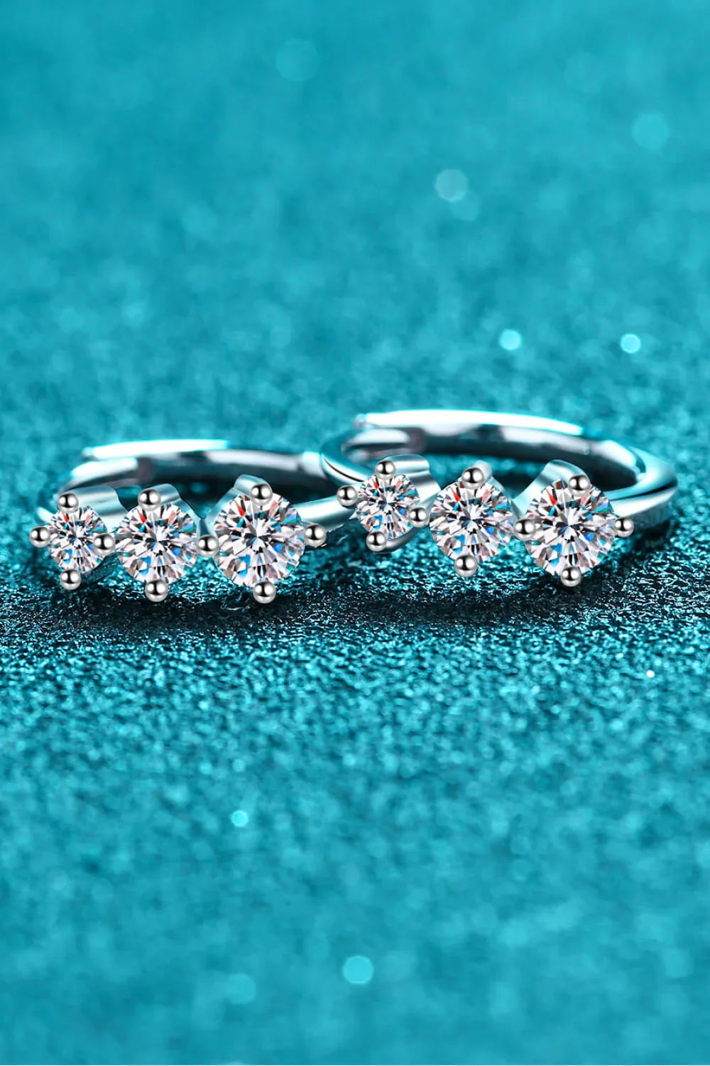 Sterling Silver Moissanite Huggie Earrings - VAleG