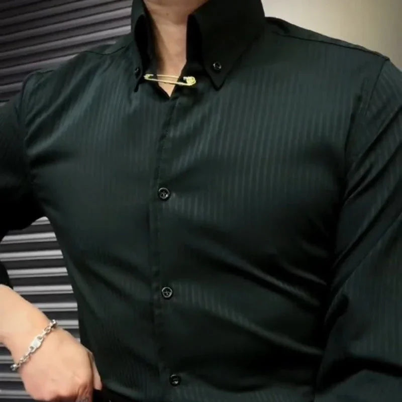 Simple Embossed Wool Lining Casual Shirt - VAleG