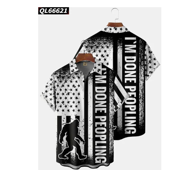 Creative 3D Digital Printing Stylish Loose Short Sleeve Shirt - VAleG