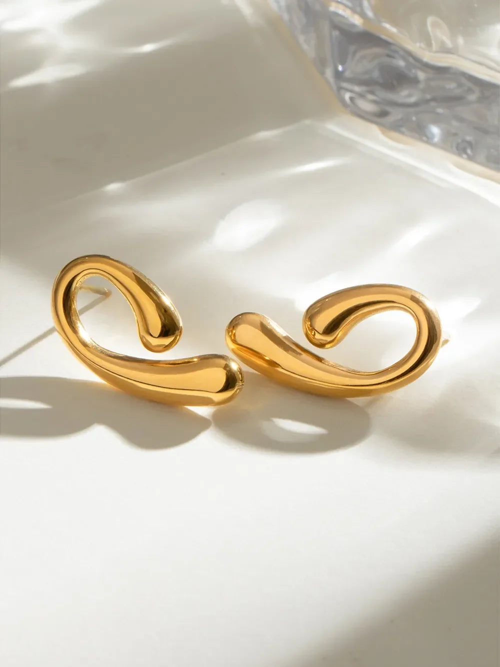 18K Gold-Plated Stainless Steel Geometric Shape Earrings - VAleG